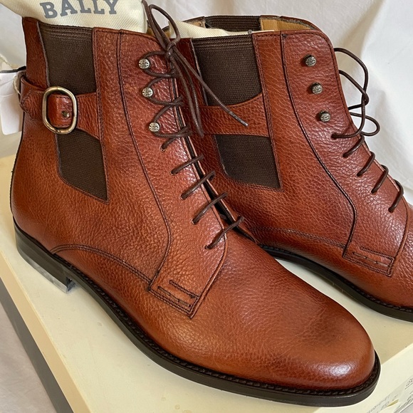 Bally Brown Leather Lace-Up Boots - Picture 2 of 10